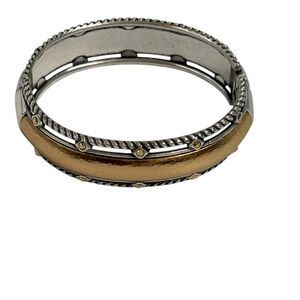 Brighton Unity Bangle Bracelet silver and gold-tone and a hinged opening 6.25”